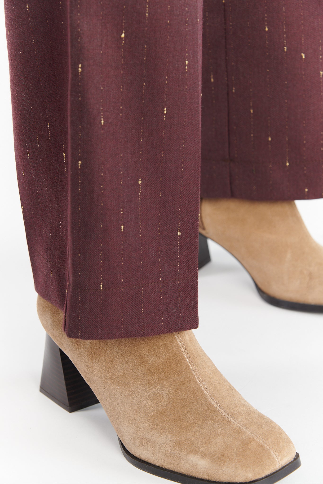 PANTALON LARGE DENZEL BORDEAUX LUREX