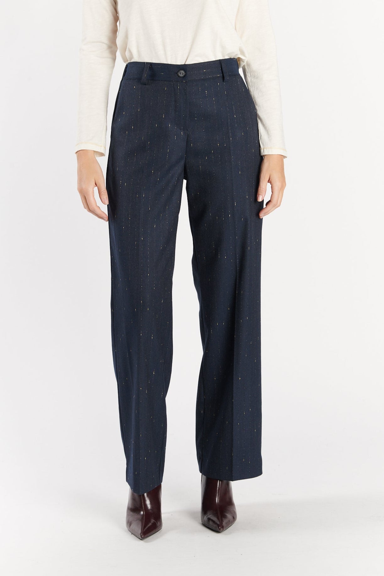 PANTALON LARGE DENZEL DENIM LUREX