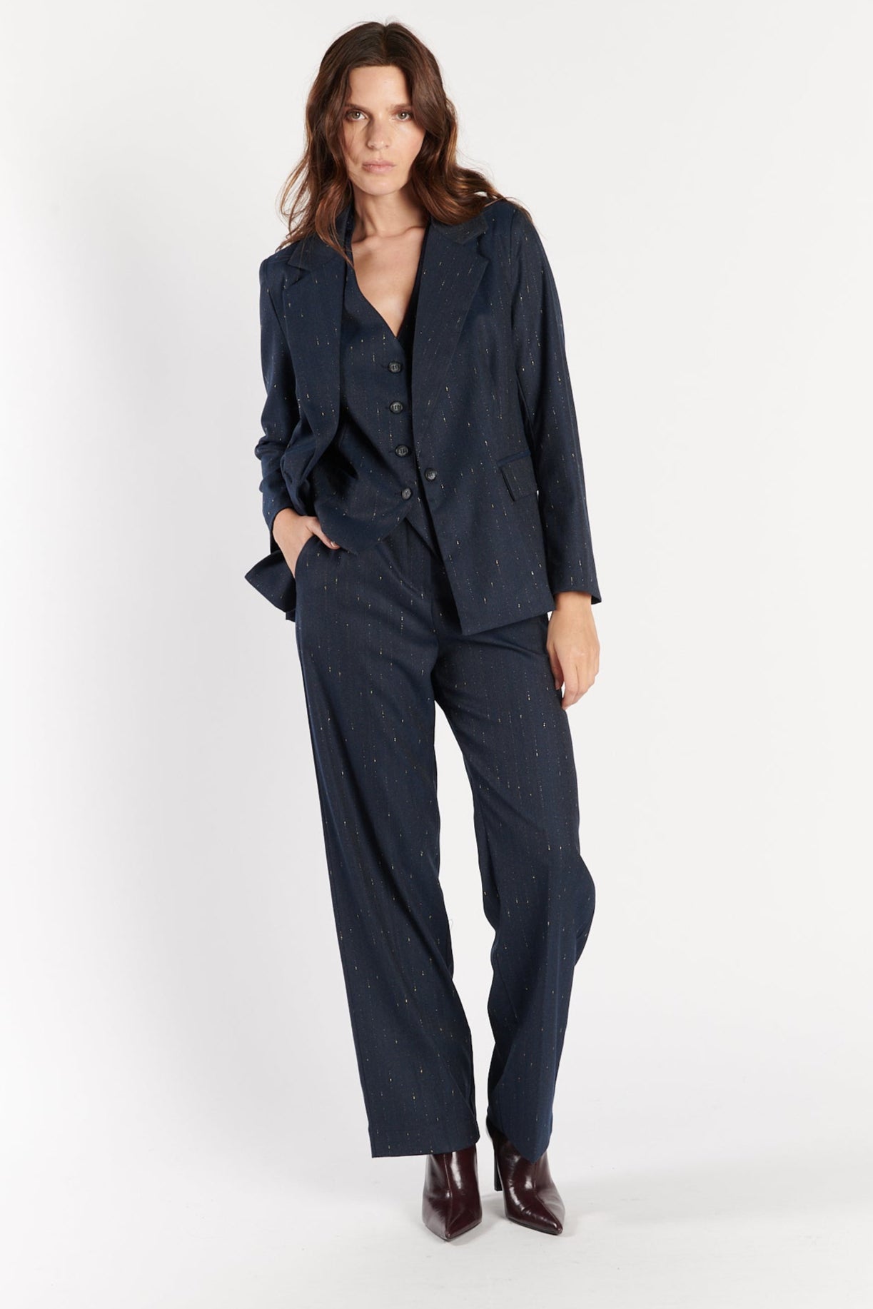 PANTALON LARGE DENZEL DENIM LUREX