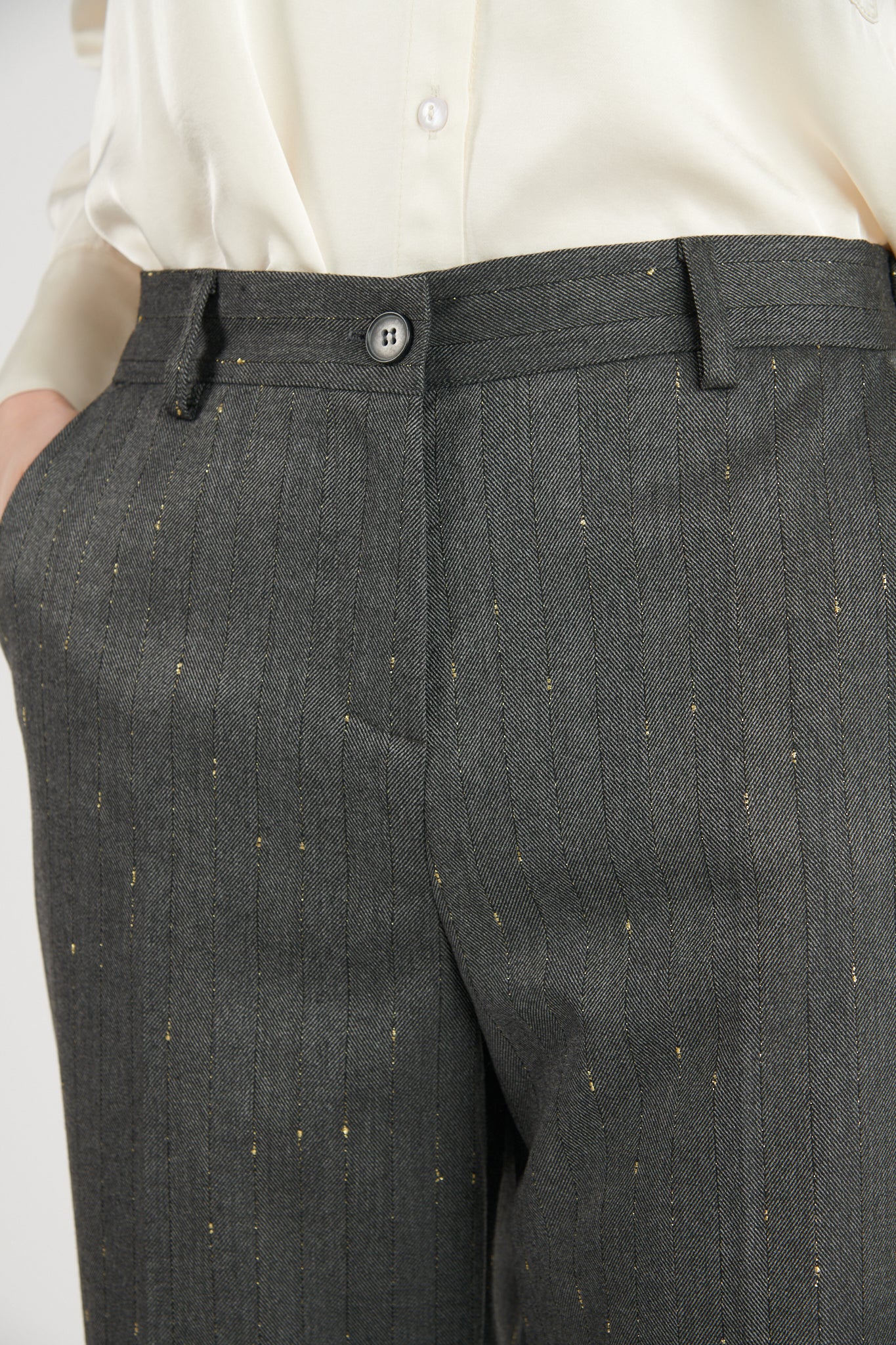 PANTALON LARGE DENZEL GRIS FONCE LUREX