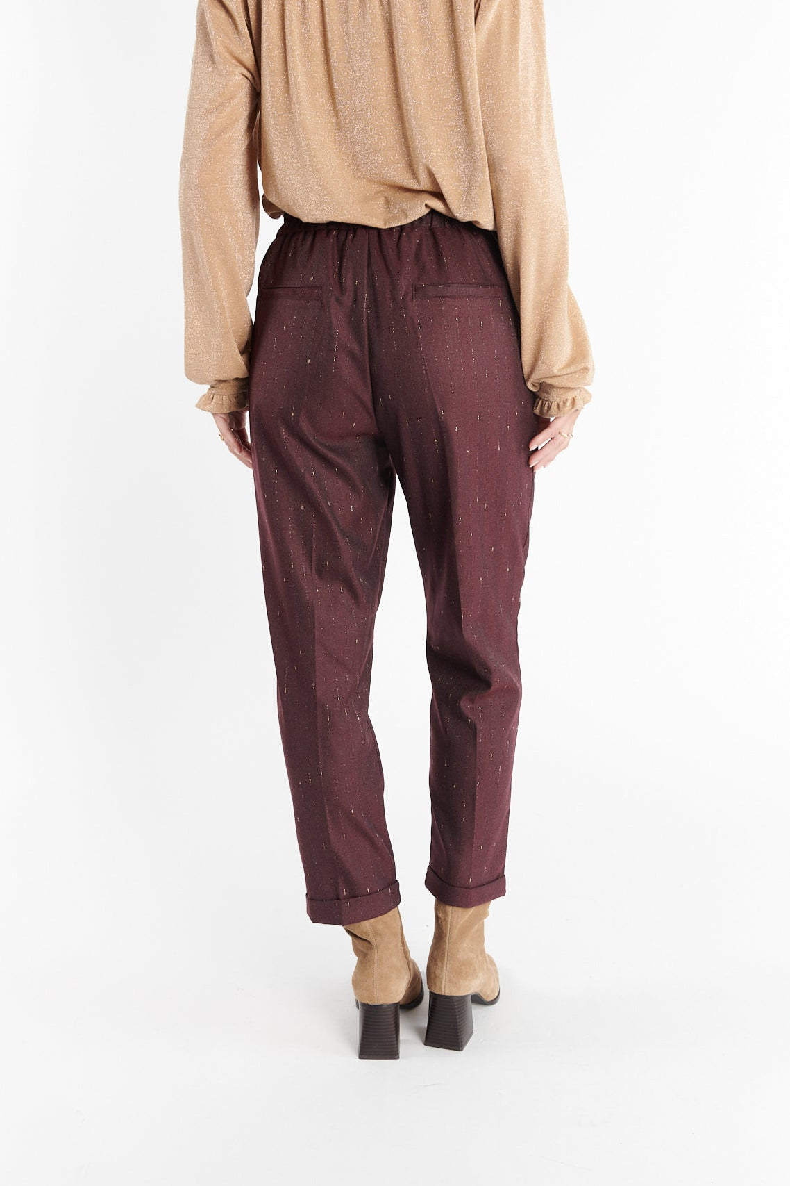 CHINO 7/8ÈME DIMITRI BORDEAUX LUREX
