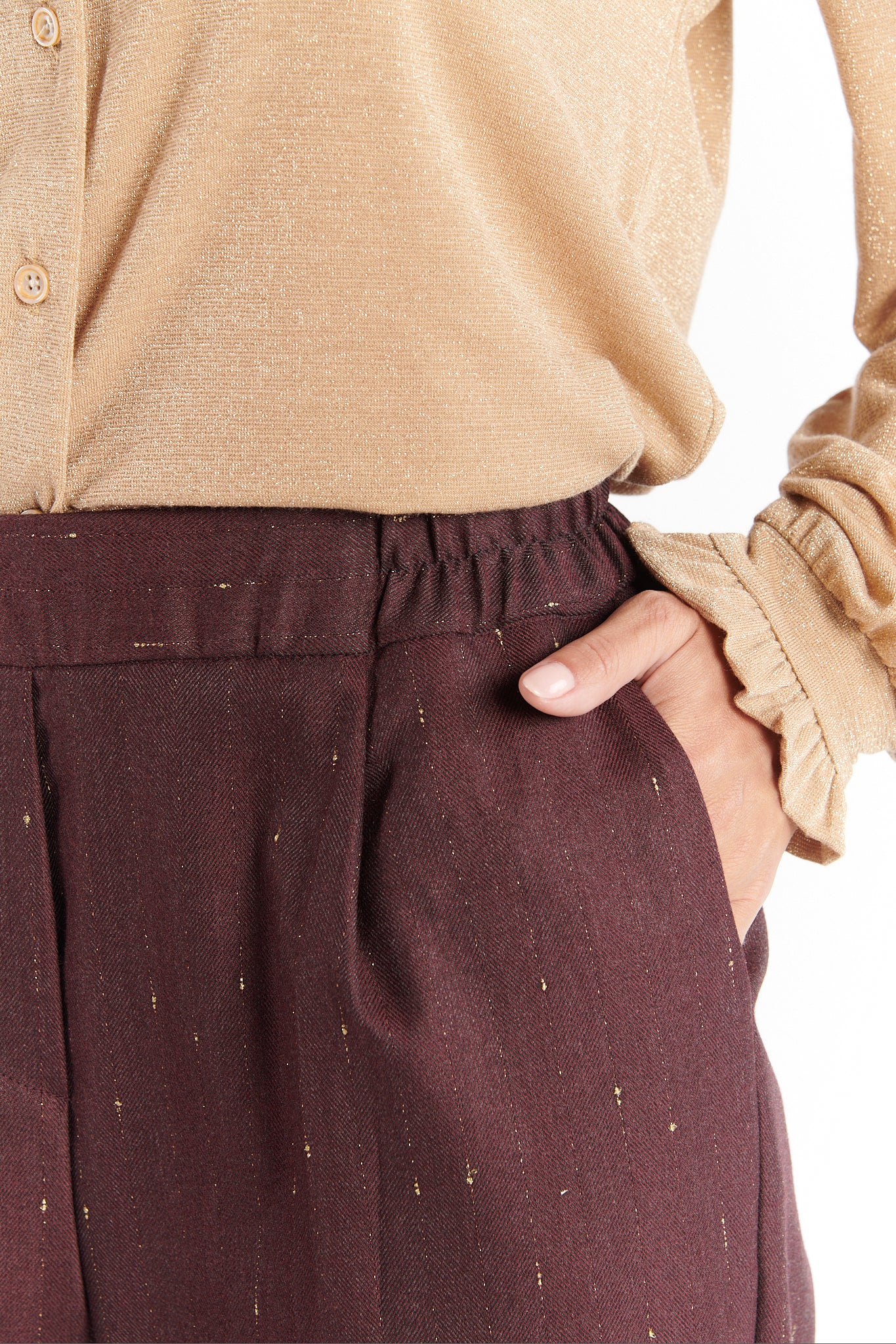 CHINO 7/8ÈME DIMITRI BORDEAUX LUREX