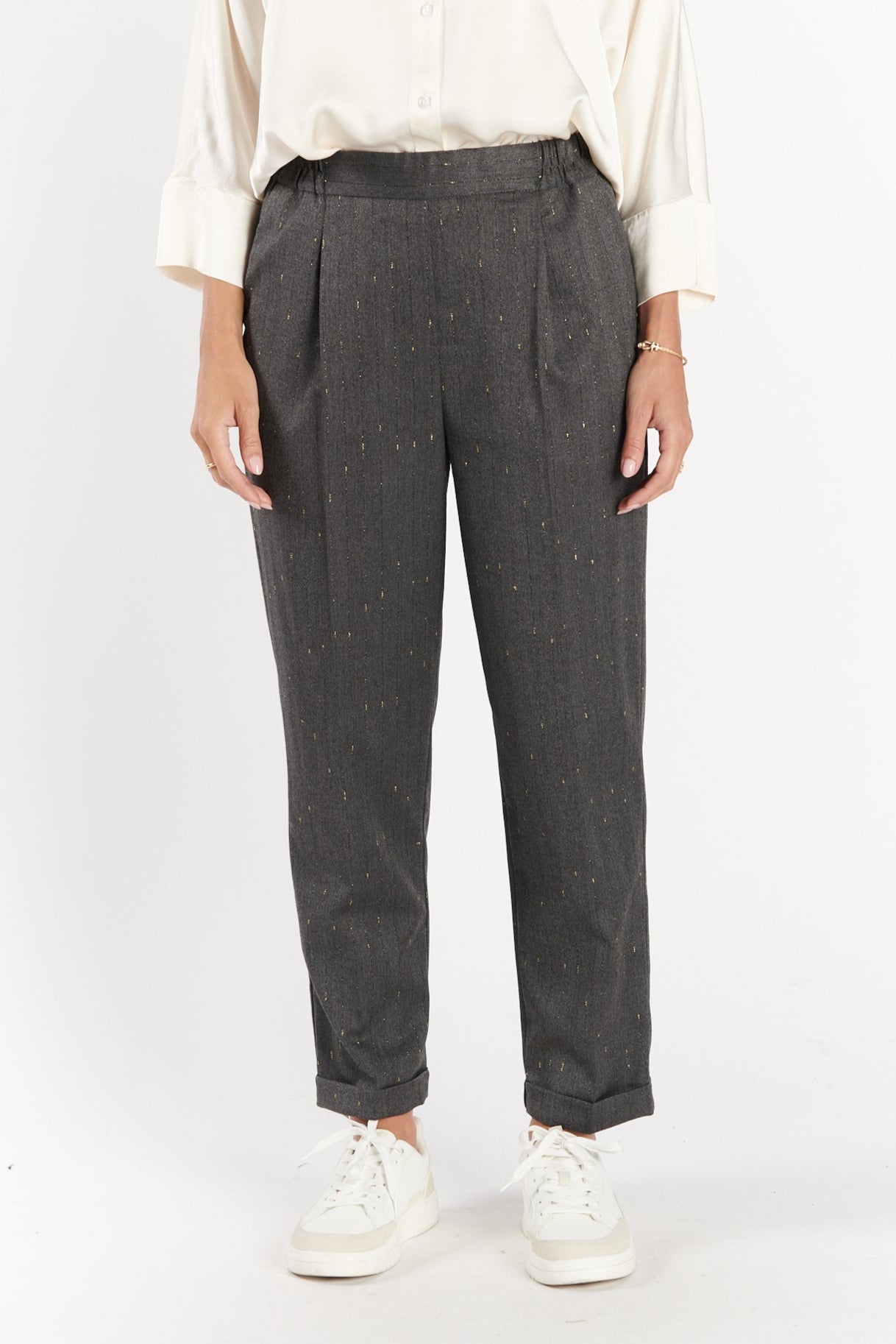 CHINO 7/8ÈME DIMITRI GRIS FONCE LUREX