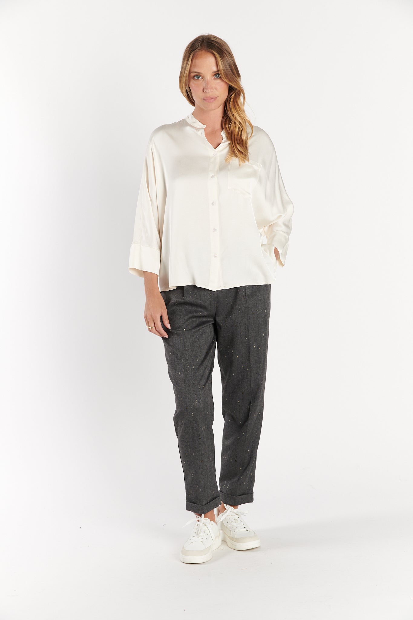 CHINO 7/8ÈME DIMITRI GRIS FONCE LUREX