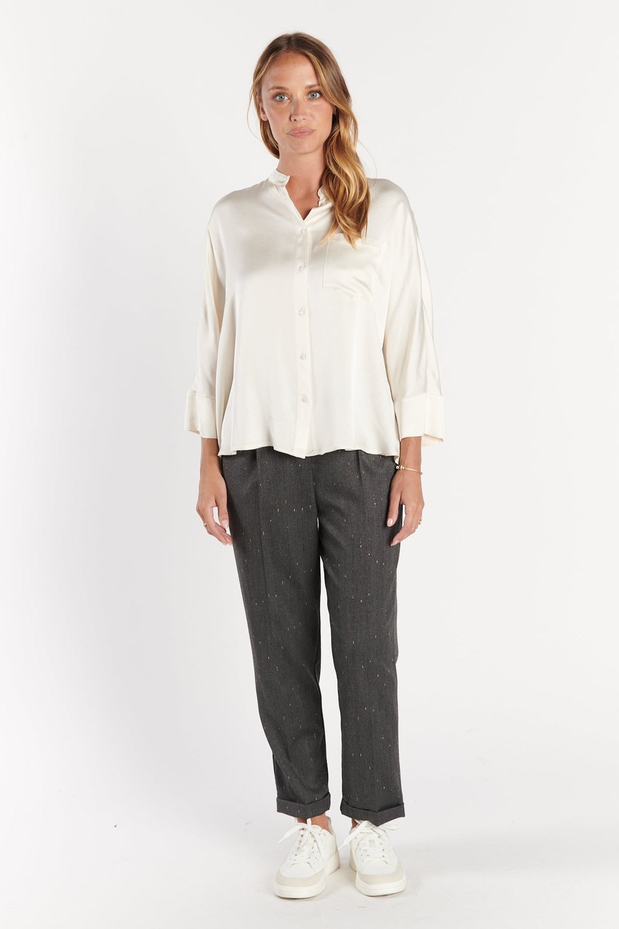 CHINO 7/8ÈME DIMITRI GRIS FONCE LUREX