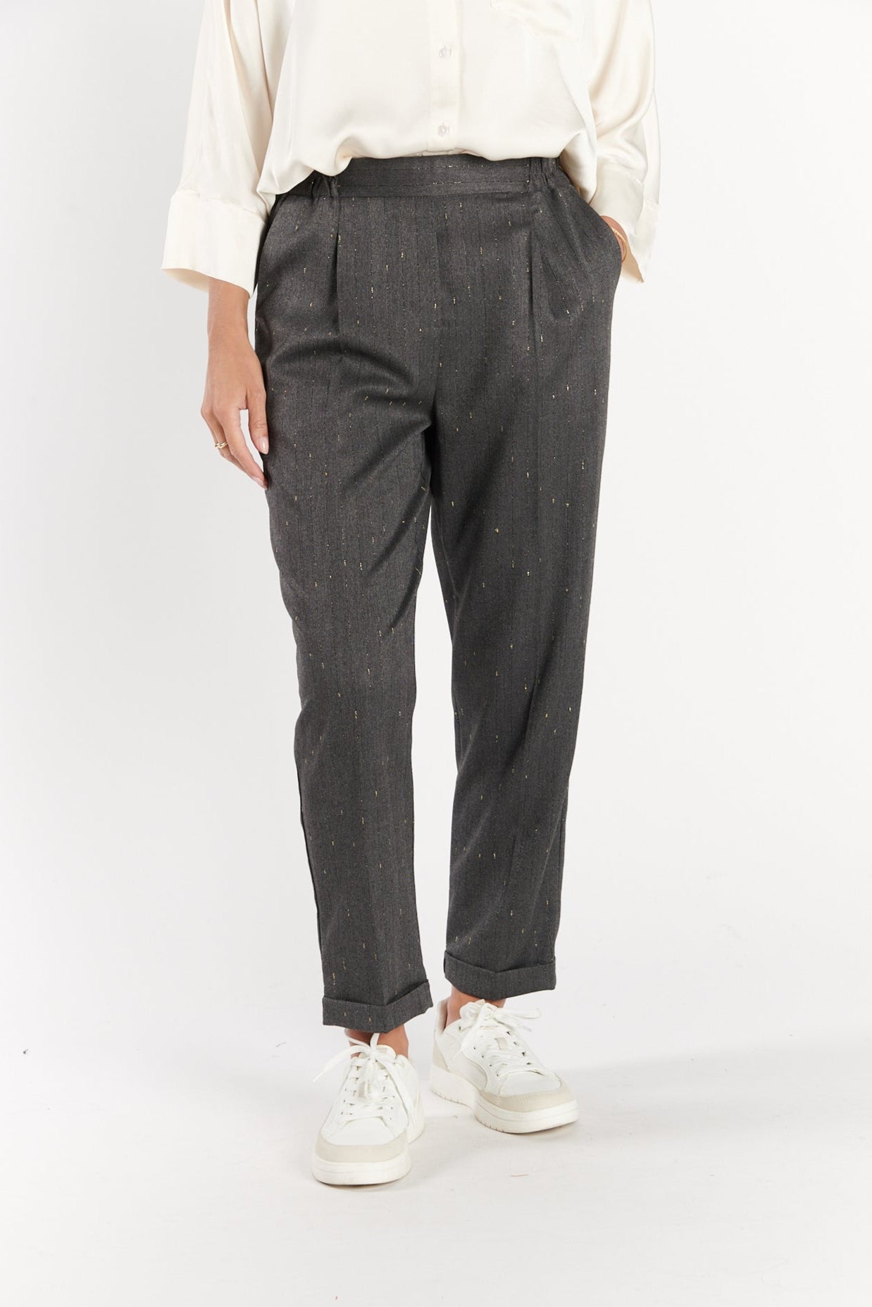CHINO 7/8ÈME DIMITRI GRIS FONCE LUREX