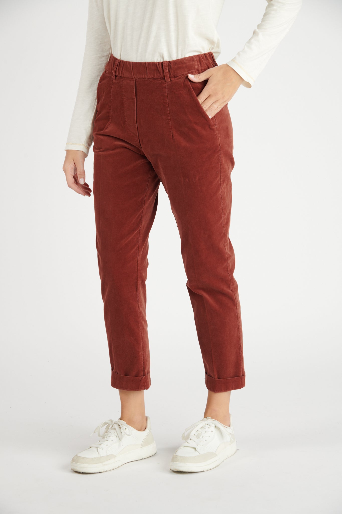 CHINO 7/8ÈME VELOURS DENNY PAPRIKA