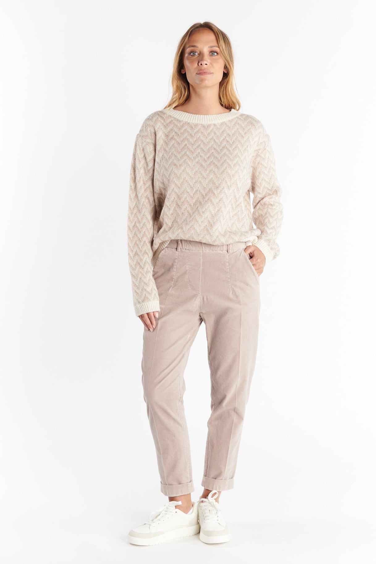 CHINO 7/8ÈME VELOURS DENNY SABLE ROSE