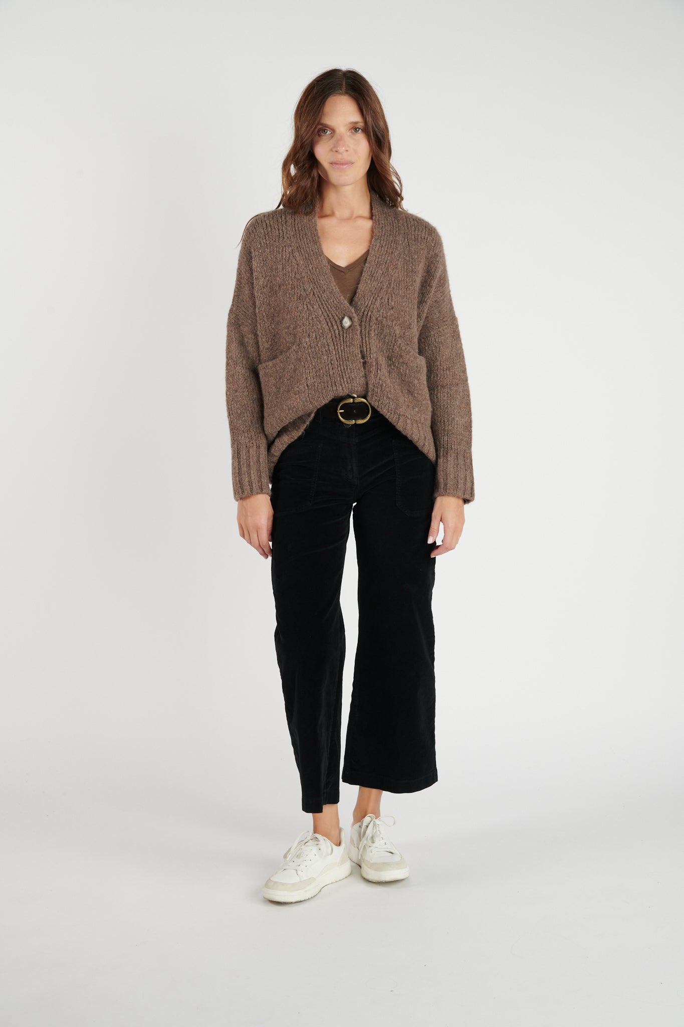 PANTALON ÉVASÉ 7/8 VELOURS DIONYS NOIR