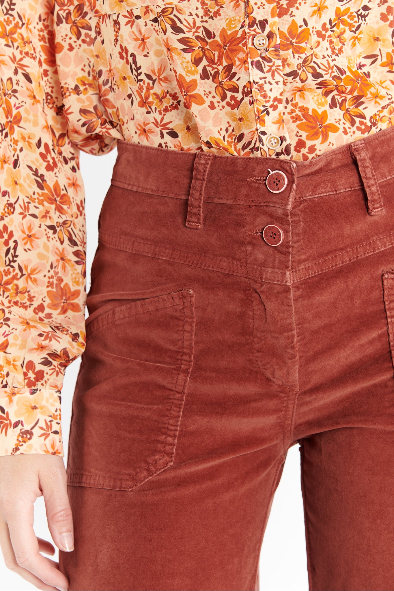 PANTALON ÉVASÉ 7/8 VELOURS DIONYS PAPRIKA
