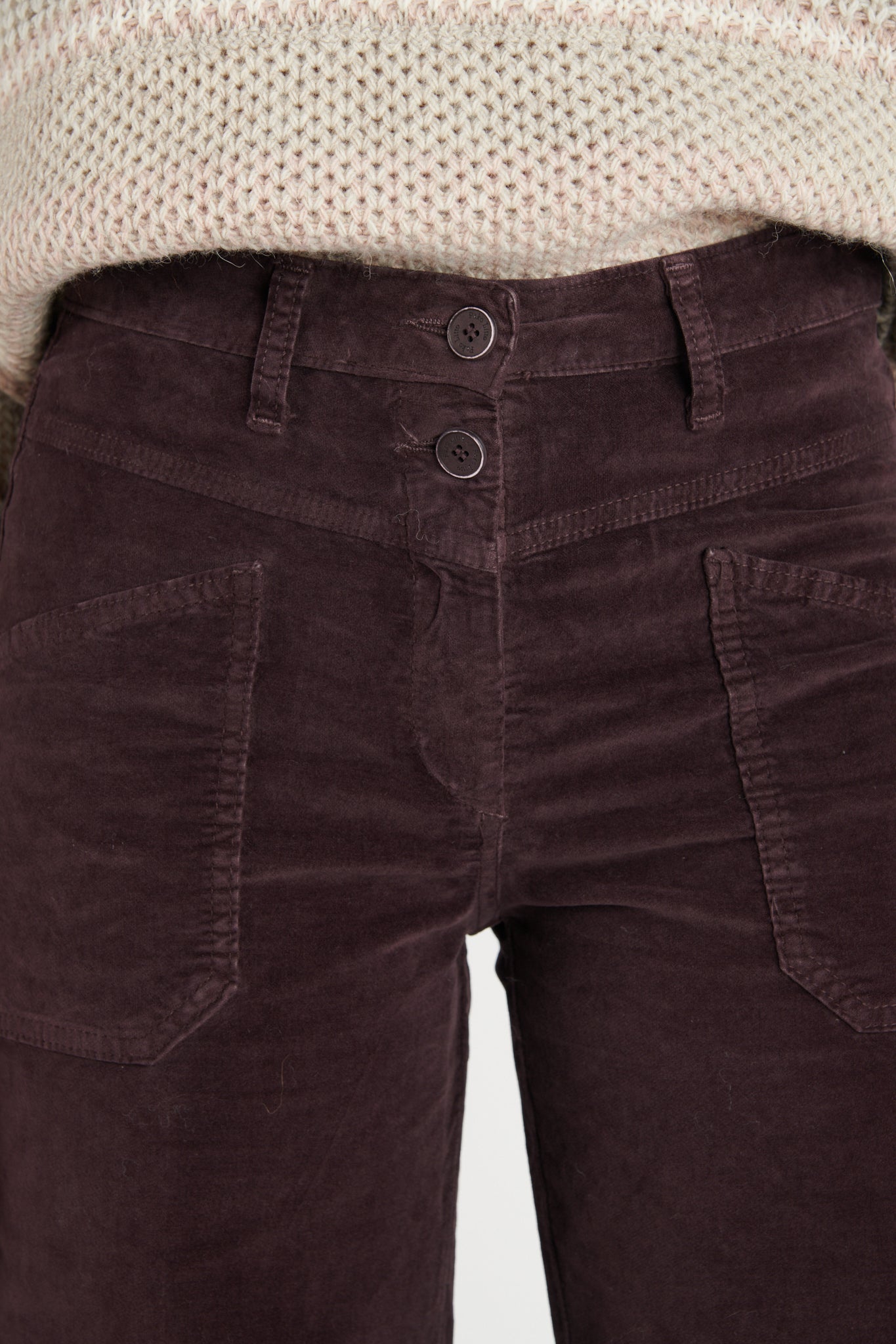 PANTALON ÉVASÉ 7/8 VELOURS DIONYS PRUNE
