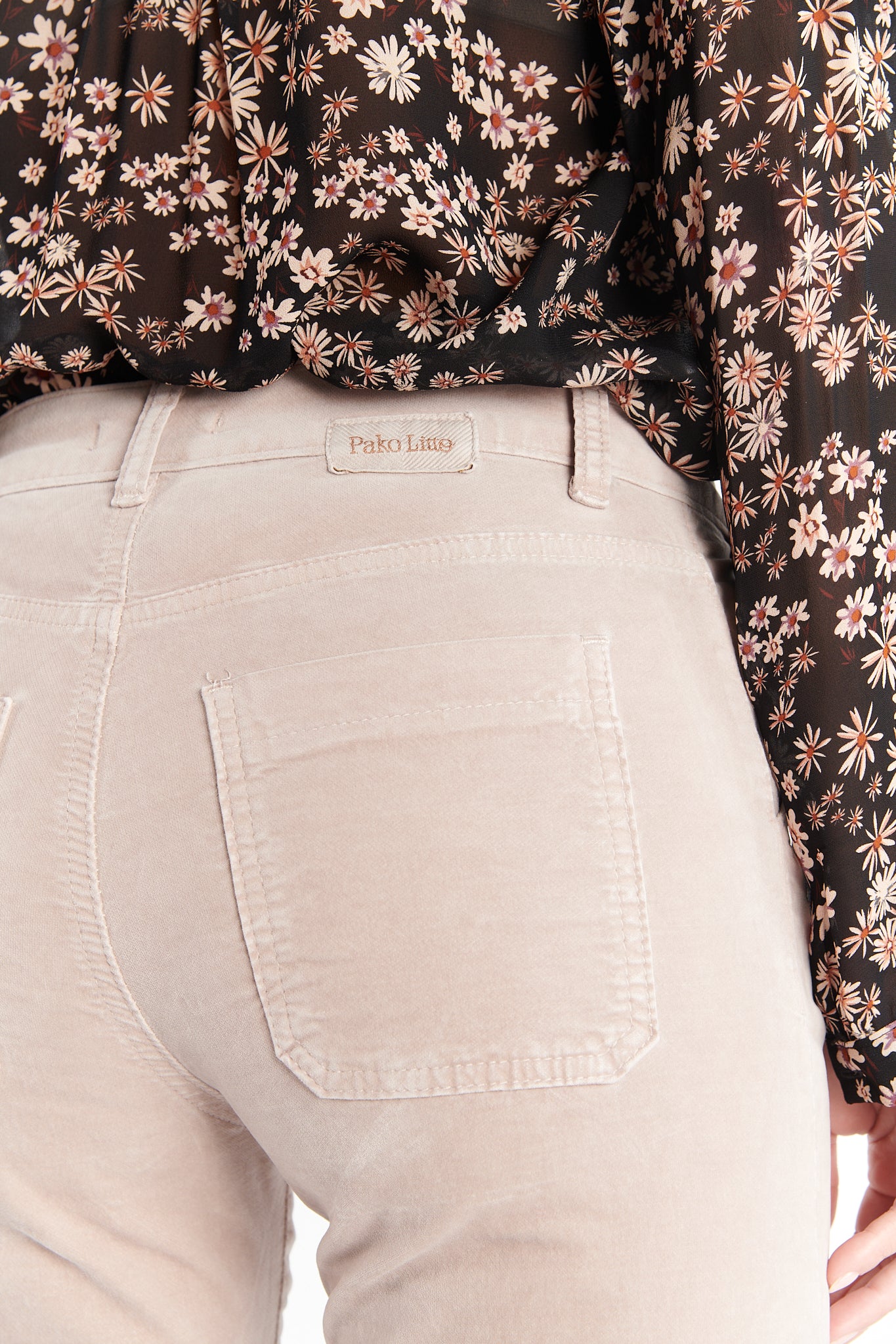 PANTALON FLARE VELOURS DELSON SABLE ROSE