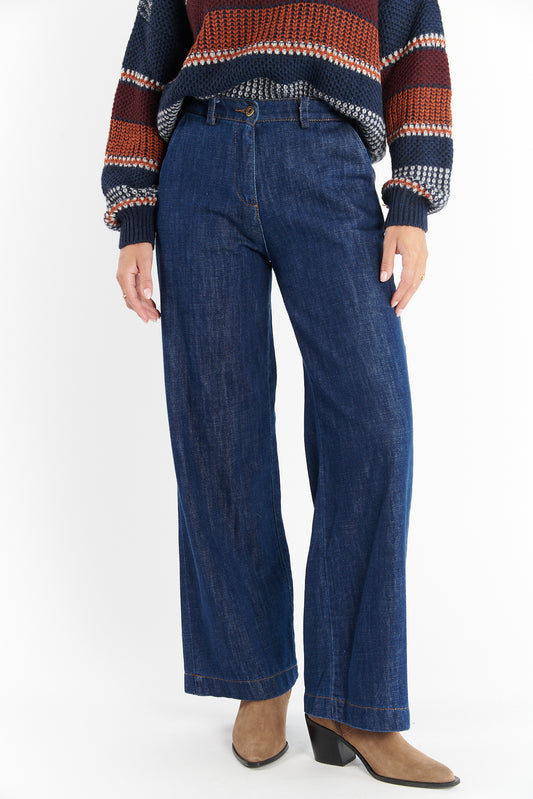 JEAN LARGE CORIN BLEU FONCÉ