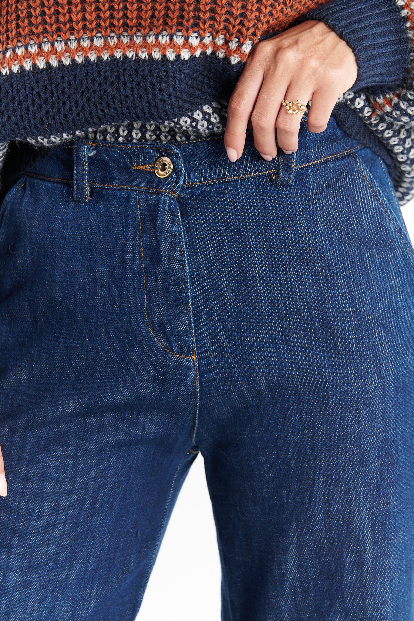 JEAN LARGE CORIN BLEU FONCÉ