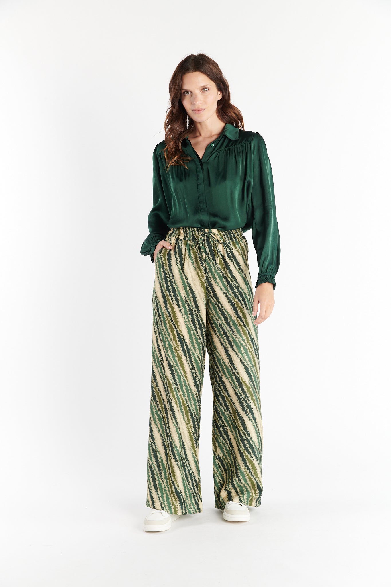 PANTALON FLUIDE DONELL IMPRIMÉ VERT ELECTRO