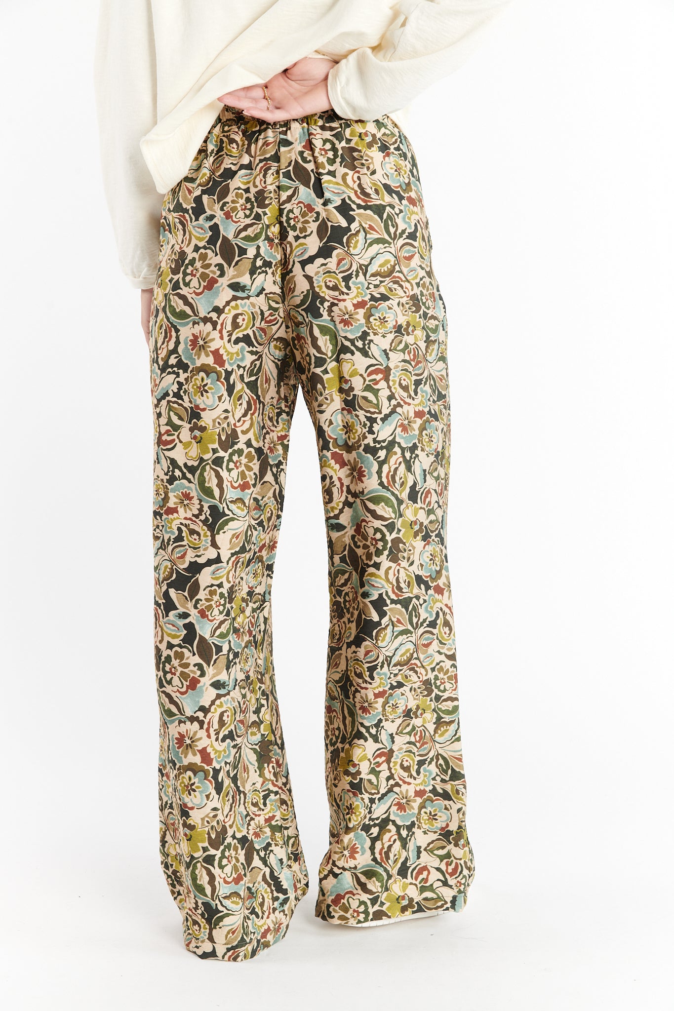 PANTALON FLUIDE DONIS IMPRIMÉ FLOWER KAKI