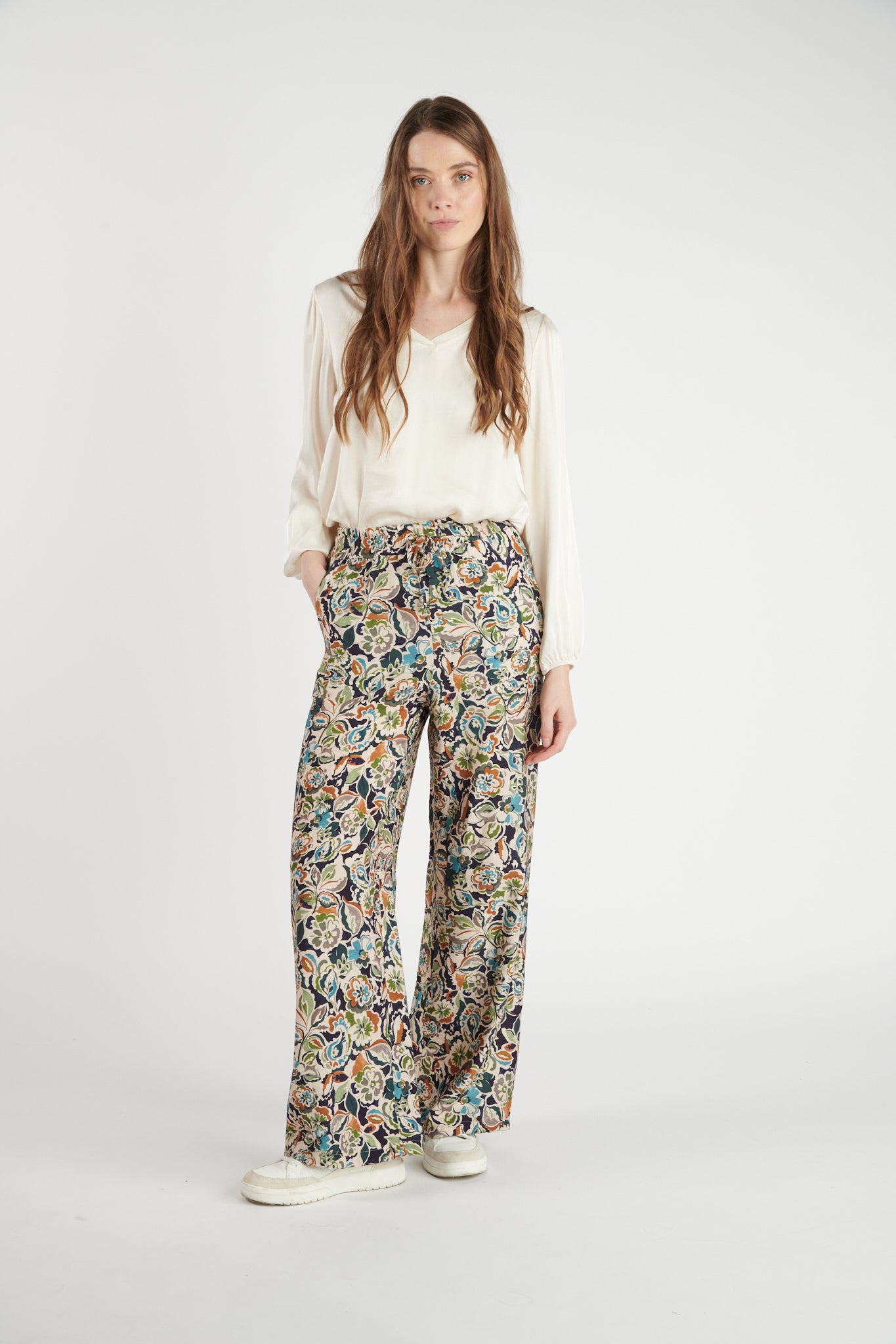 PANTALON FLUIDE DONIS IMPRIMÉE MARINE FLOWER