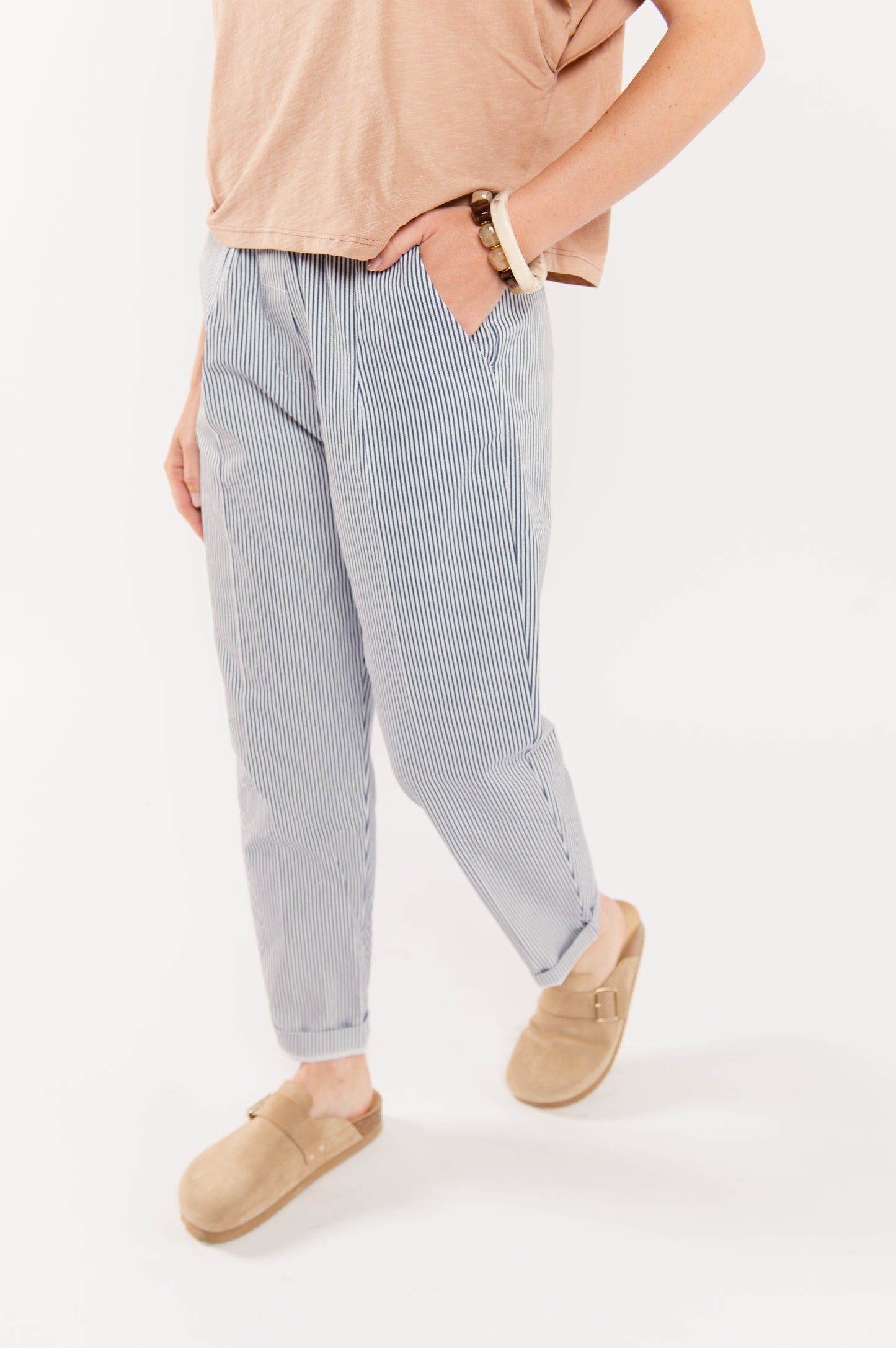 CHINO 7/8ÈME À RAYURES FARAH MARINE