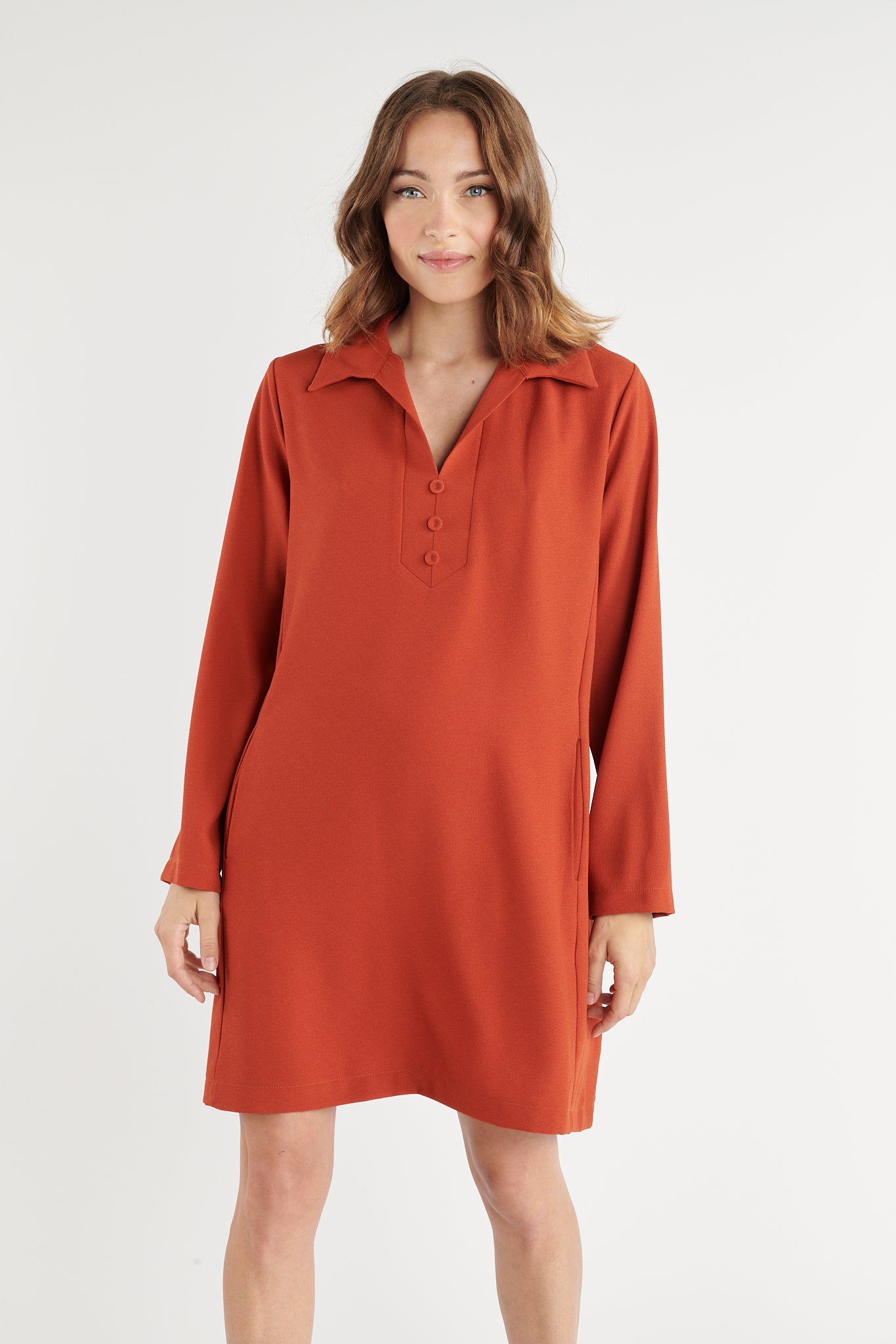 ROBE MANCHES LONGUES BAY ORANGE BRULÉ