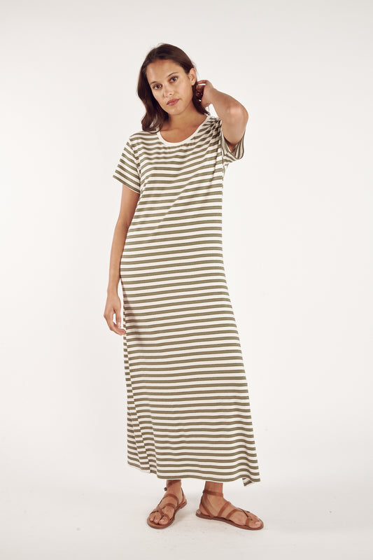 ROBE LONGUE MARINIÈRE CEDRO KAKI