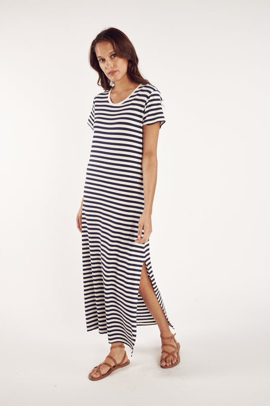 ROBE LONGUE MARINIÈRE CEDRO MARINE