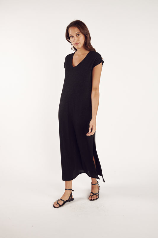 ROBE LONGUE À PAILLETTES CHACE NOIR
