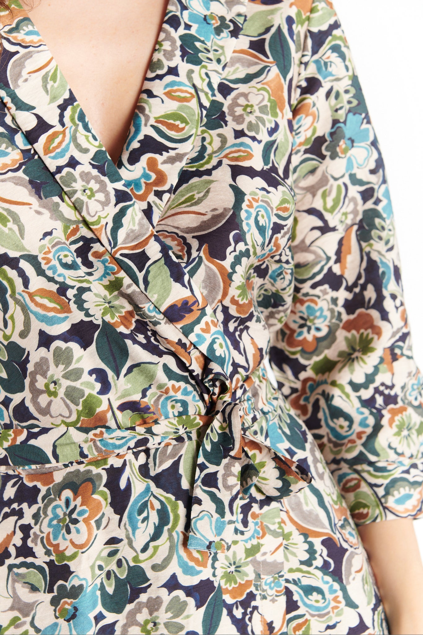 ROBE LONGUE CACHE COEUR DAYA IMPRIMÉ MARINE FLOWER