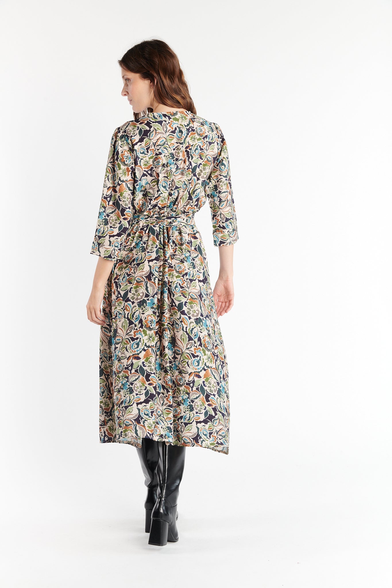 ROBE LONGUE CACHE COEUR DAYA IMPRIMÉ MARINE FLOWER