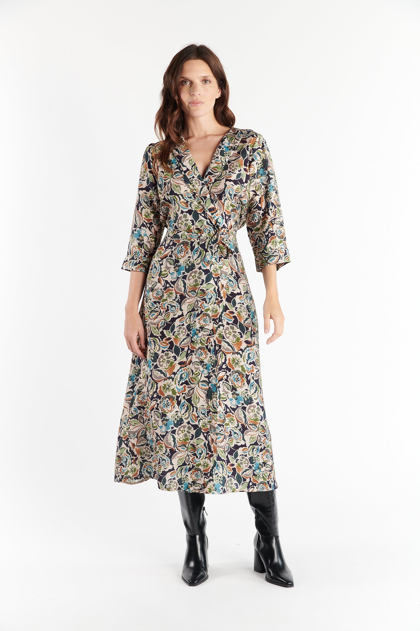 ROBE LONGUE CACHE COEUR DAYA IMPRIMÉ MARINE FLOWER