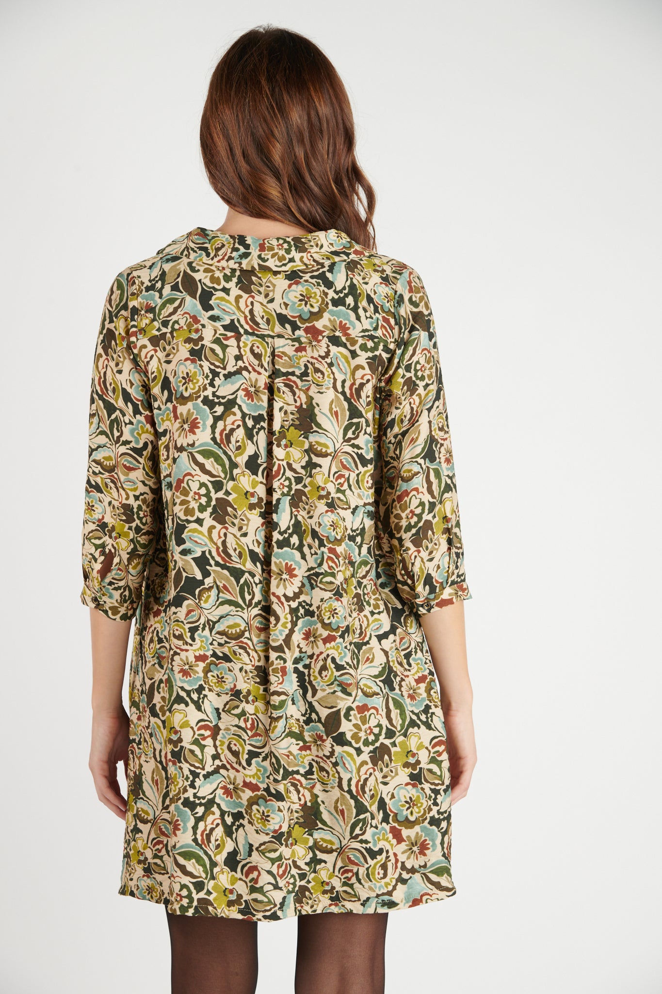 ROBE COURTE DERYA IMPRIMÉ FLOWER KAKI