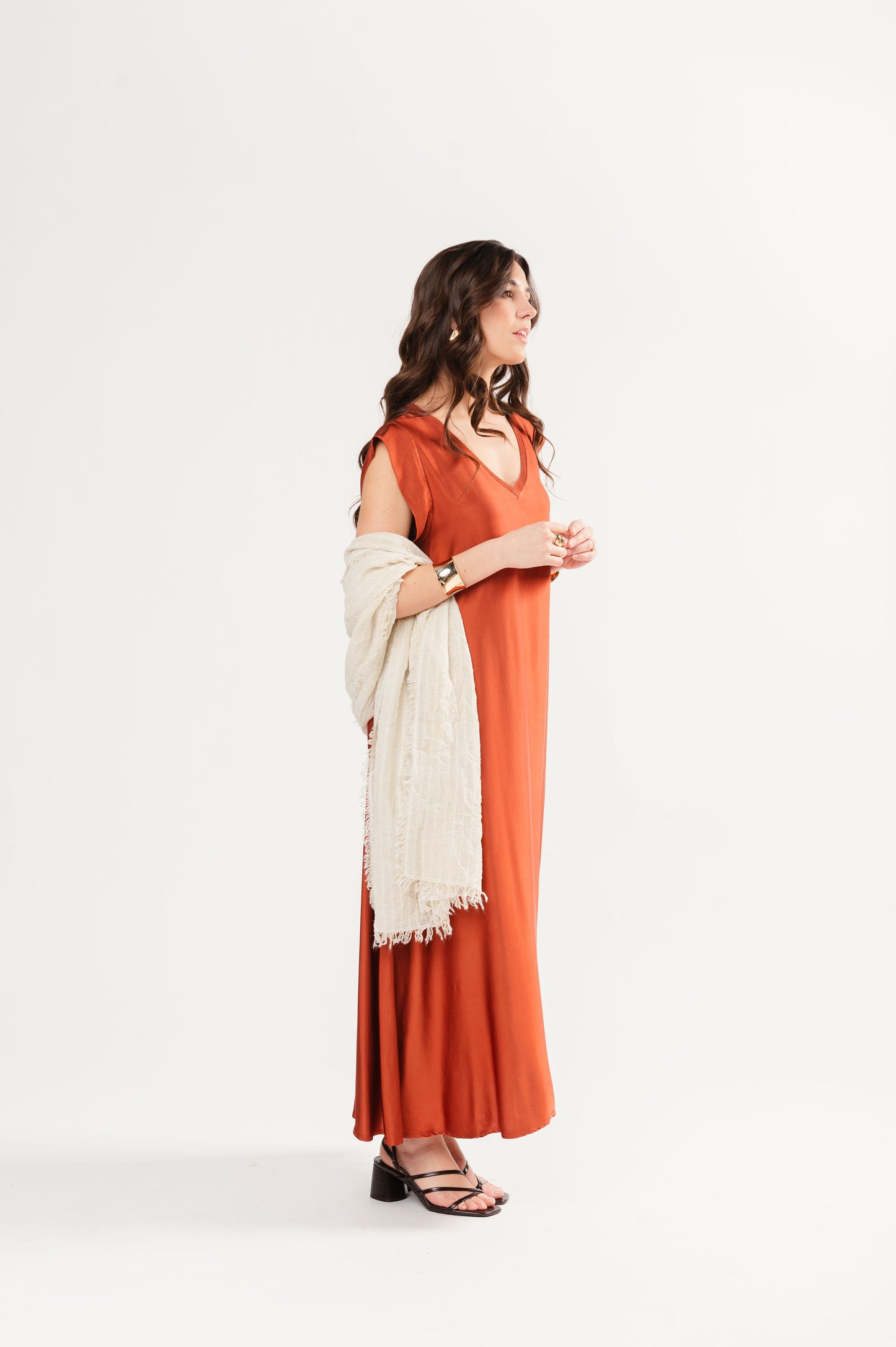 ROBE LONGUE FLEUR PAPRIKA