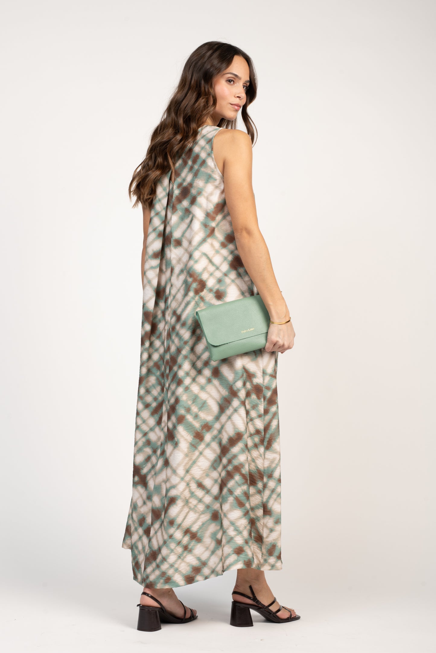 SAC POCHETTE EN CUIR FIORELLA VERT POUDRÉ