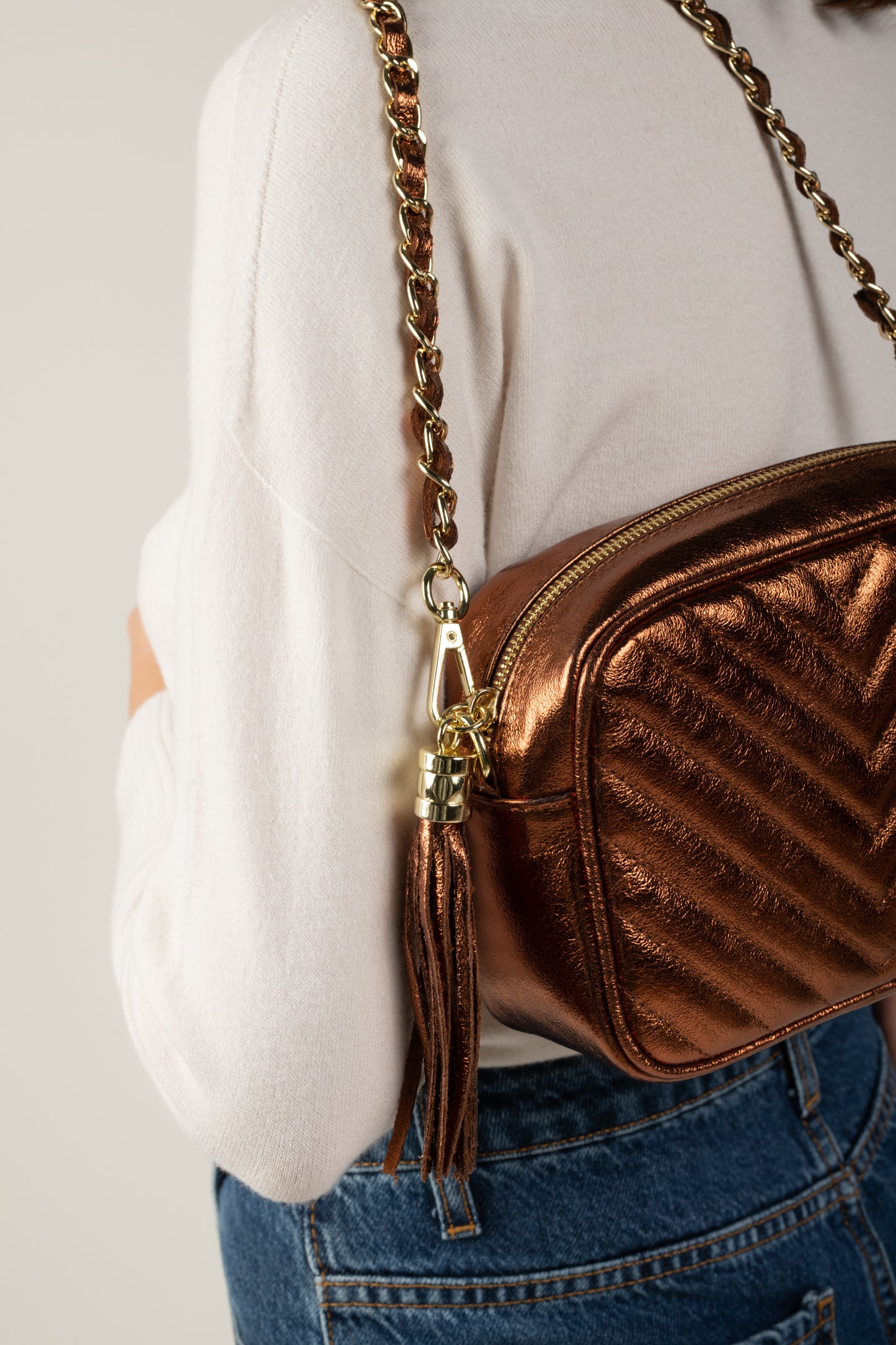 SMALL QUILTED CHICAGO BRONZE BAG