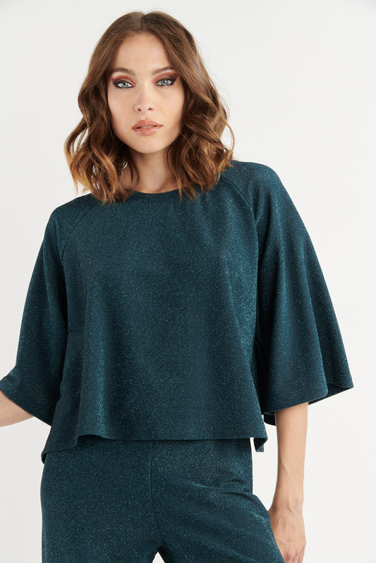 TOP AMPLE PAILLETTE BÉTHANIE CANARD