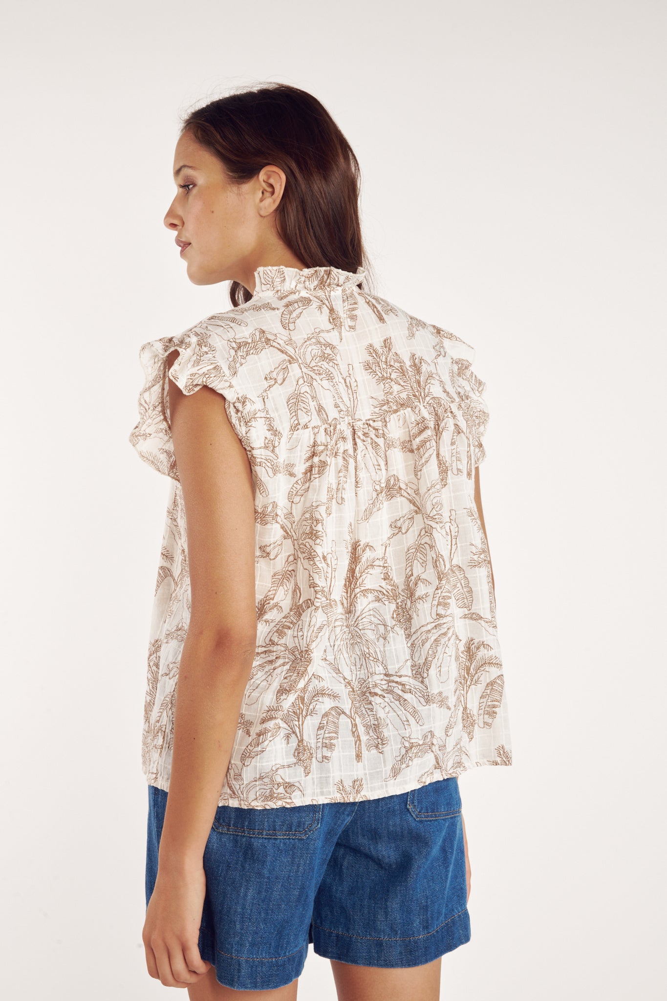 TOP VOILE TEXTURÉ CARMINA CACAO JUNGLE