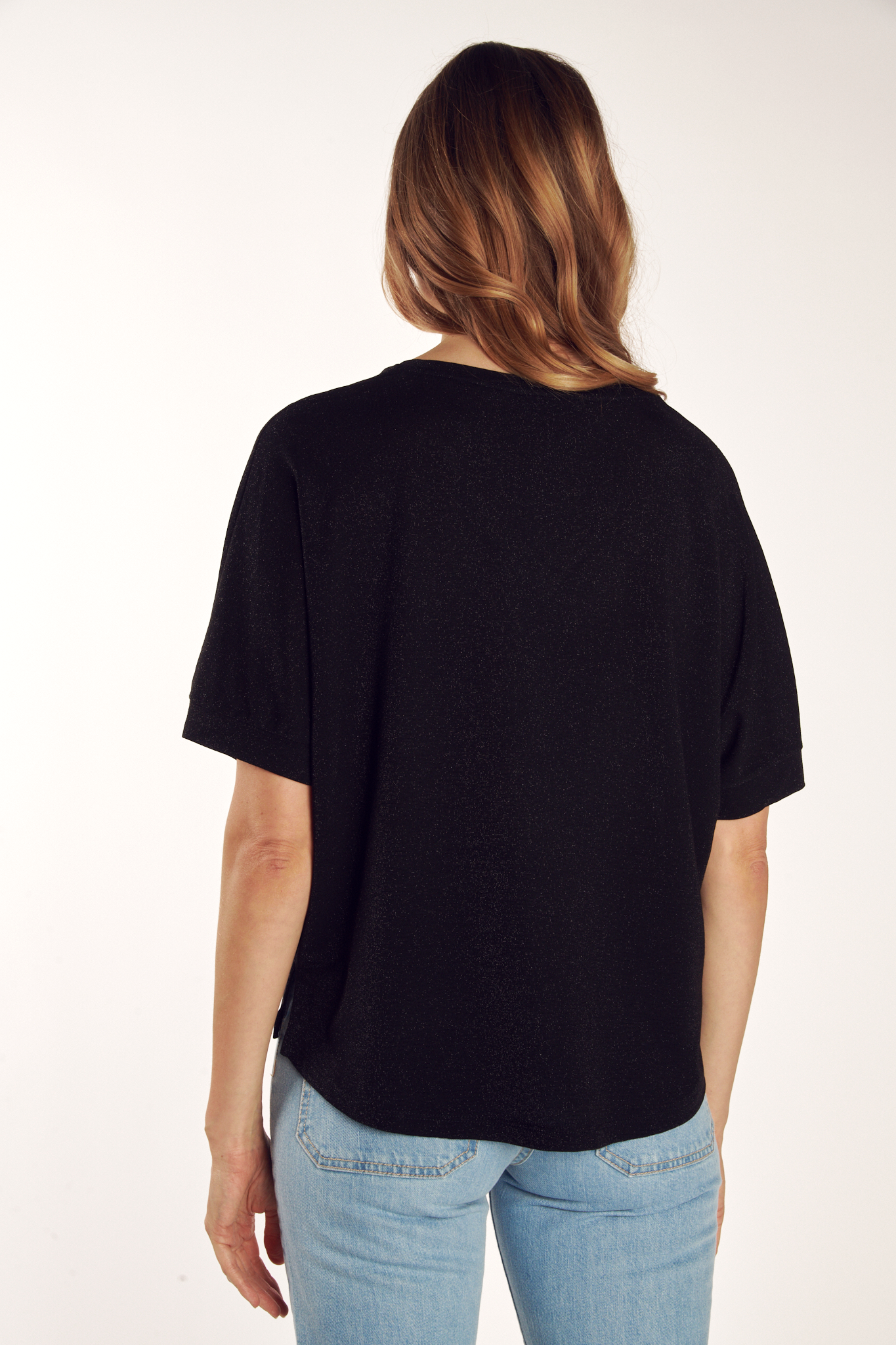 CARLITO BLACK LUREX OVERSIZE TOP