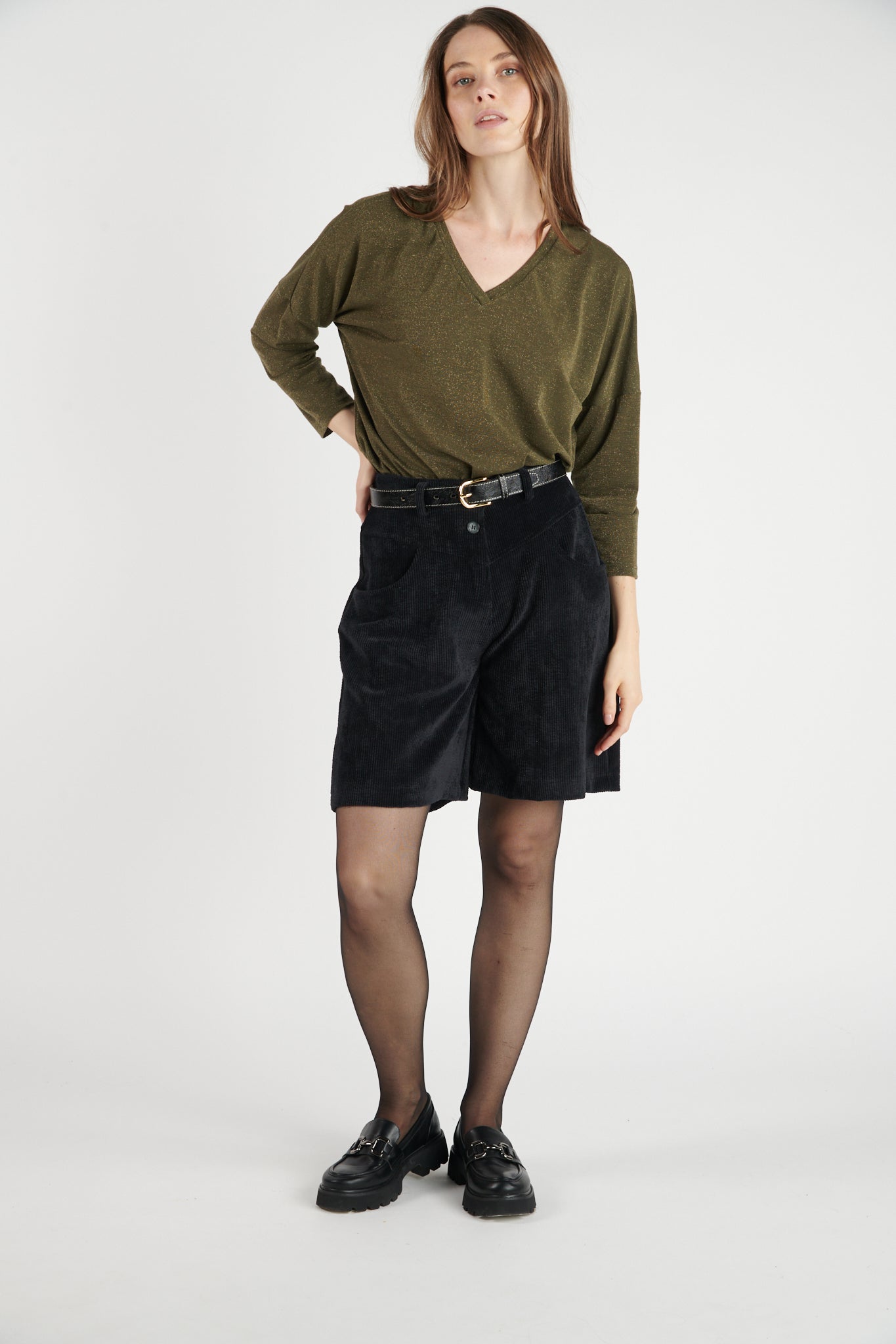 BERMUDA LONG VELOURS DAMON NOIR