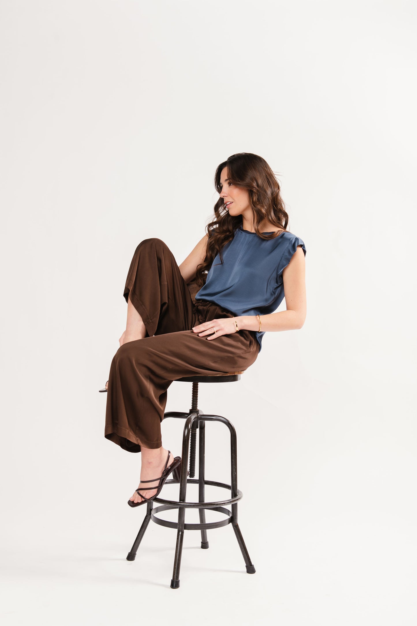 TOP SATINÉ ÉLISA BLEU