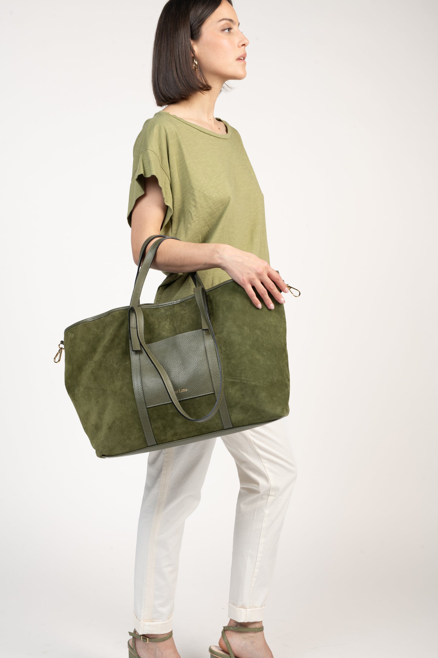 SAC CABAS EN CUIR ÉLISABETH KAKI