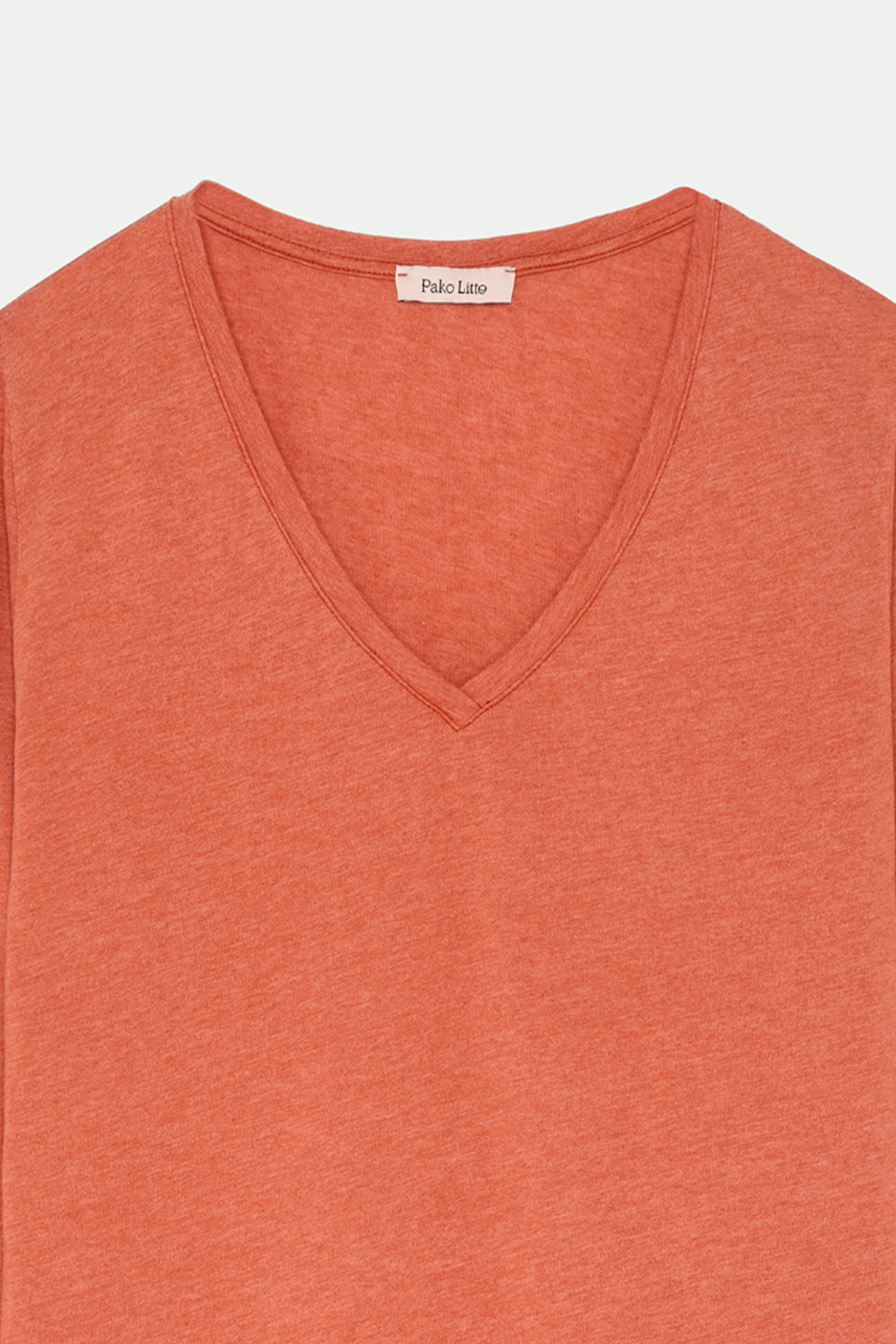 T-SHIRT COL V BARRY ORANGE BRULÉ