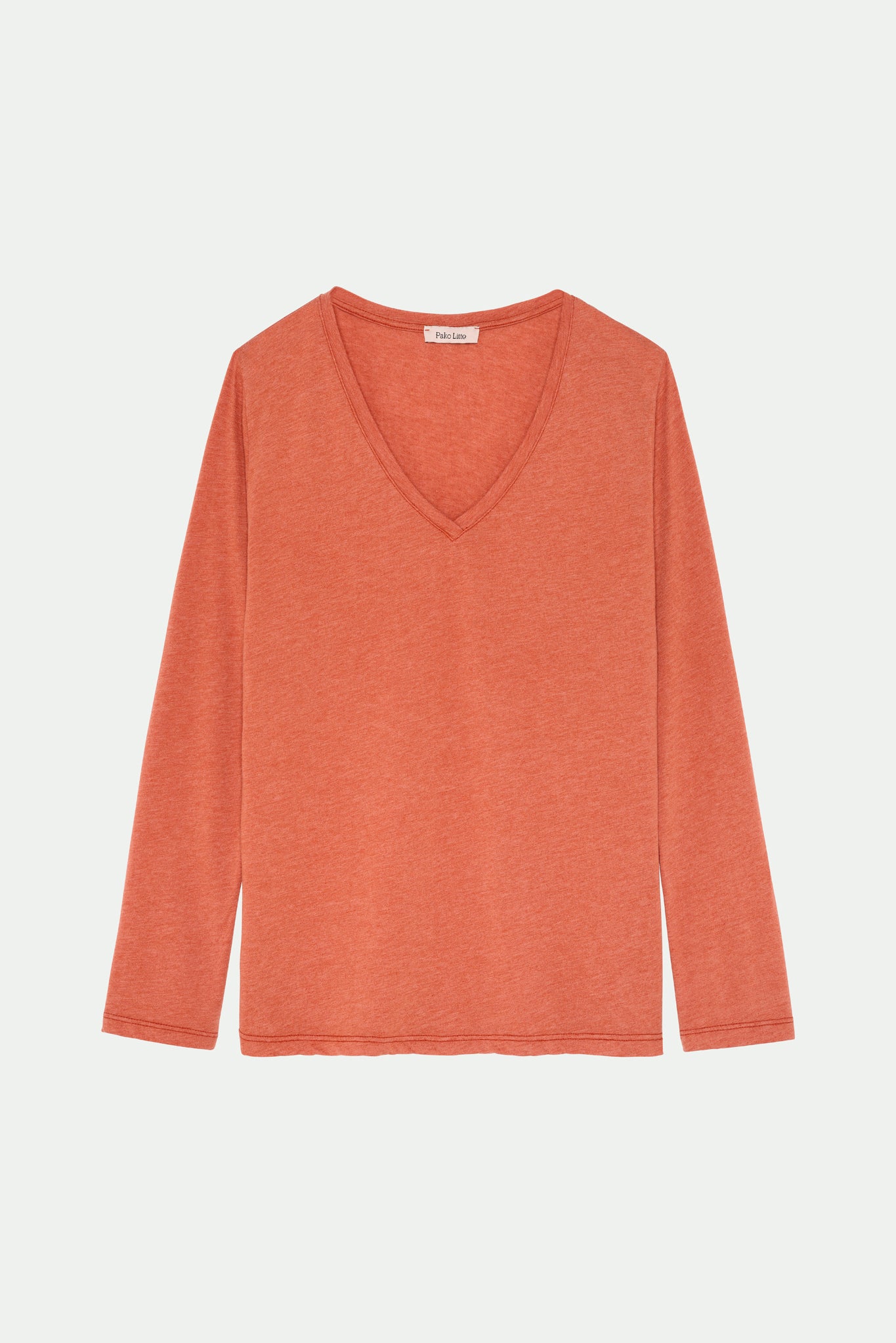 T-SHIRT COL V BARRY ORANGE BRULÉ