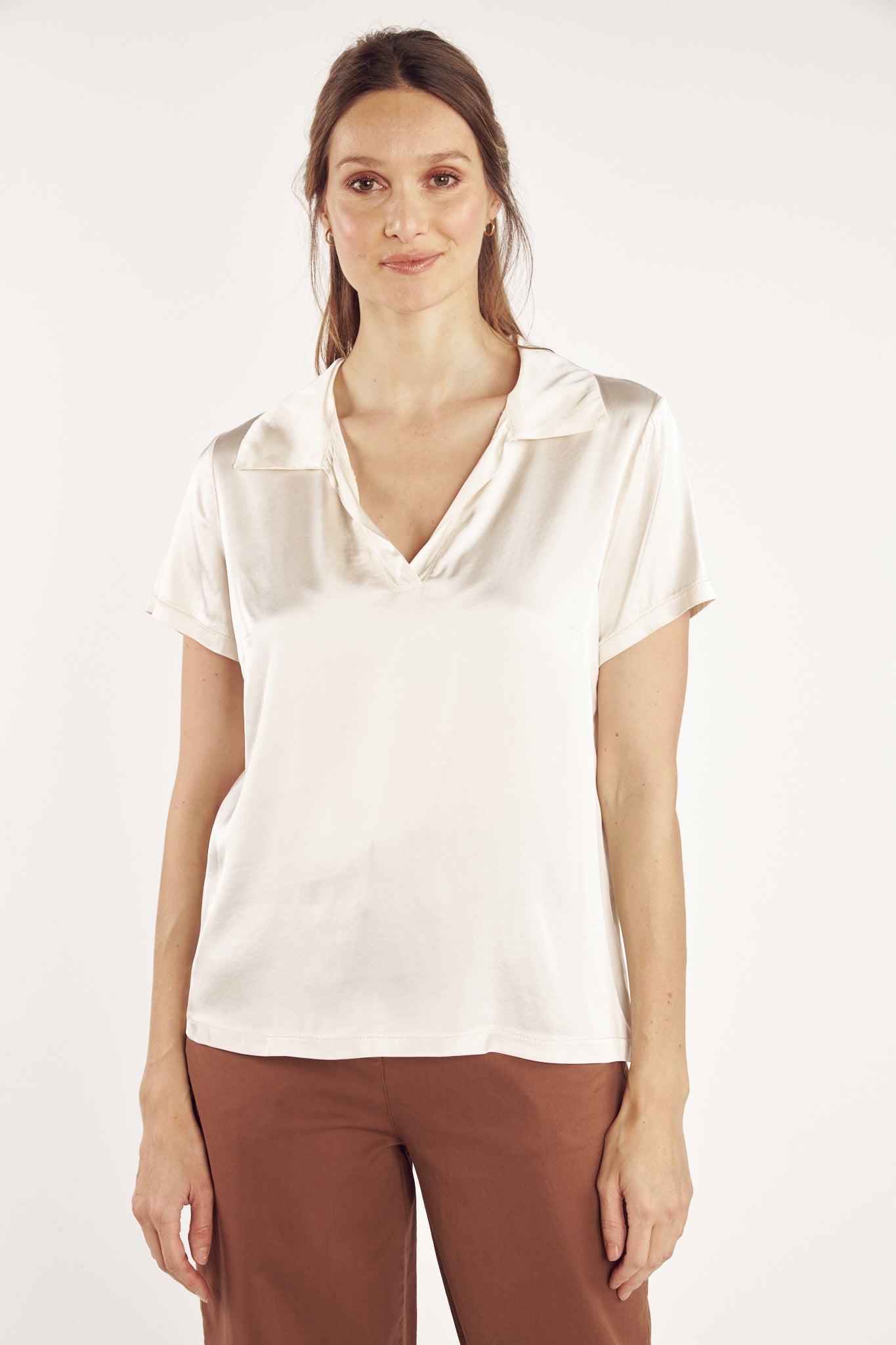 T-SHIRT COL POLO CASSANDRA NATUREL
