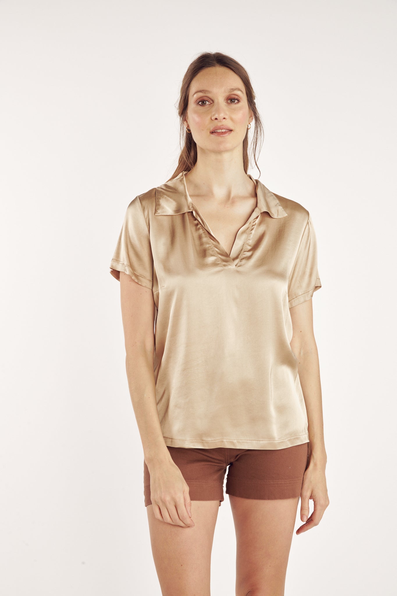 T-SHIRT COL POLO CASSANDRA SABLE