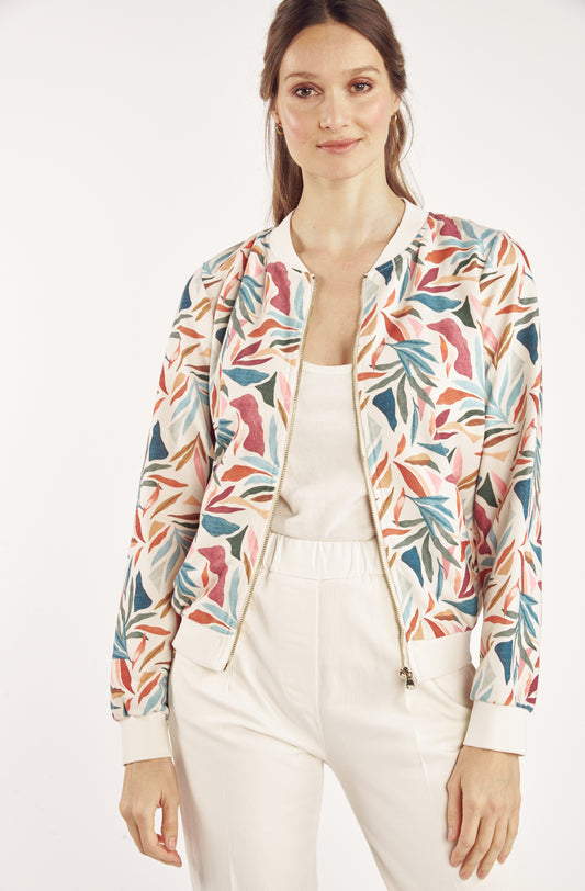 VESTE ZIPPER CÉLESTINE IMPRIMÉ FEUILLES