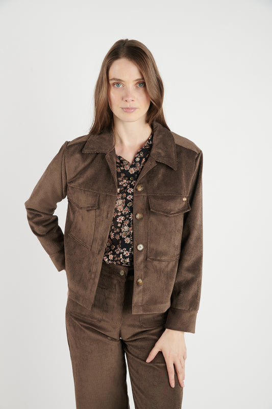 VESTE COURTE VELOURS DENISA CHOCO