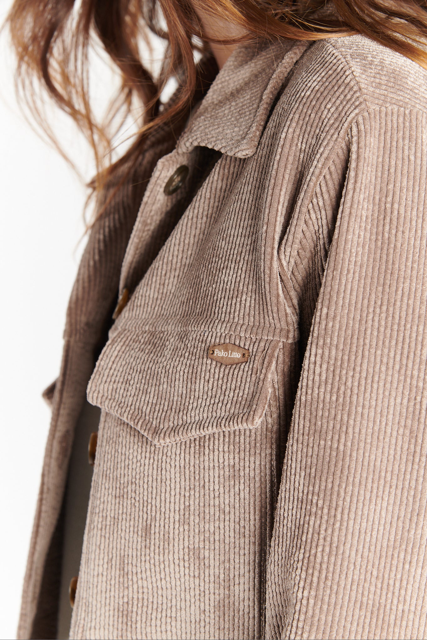 VESTE COURTE VELOURS DENISA TAUPE