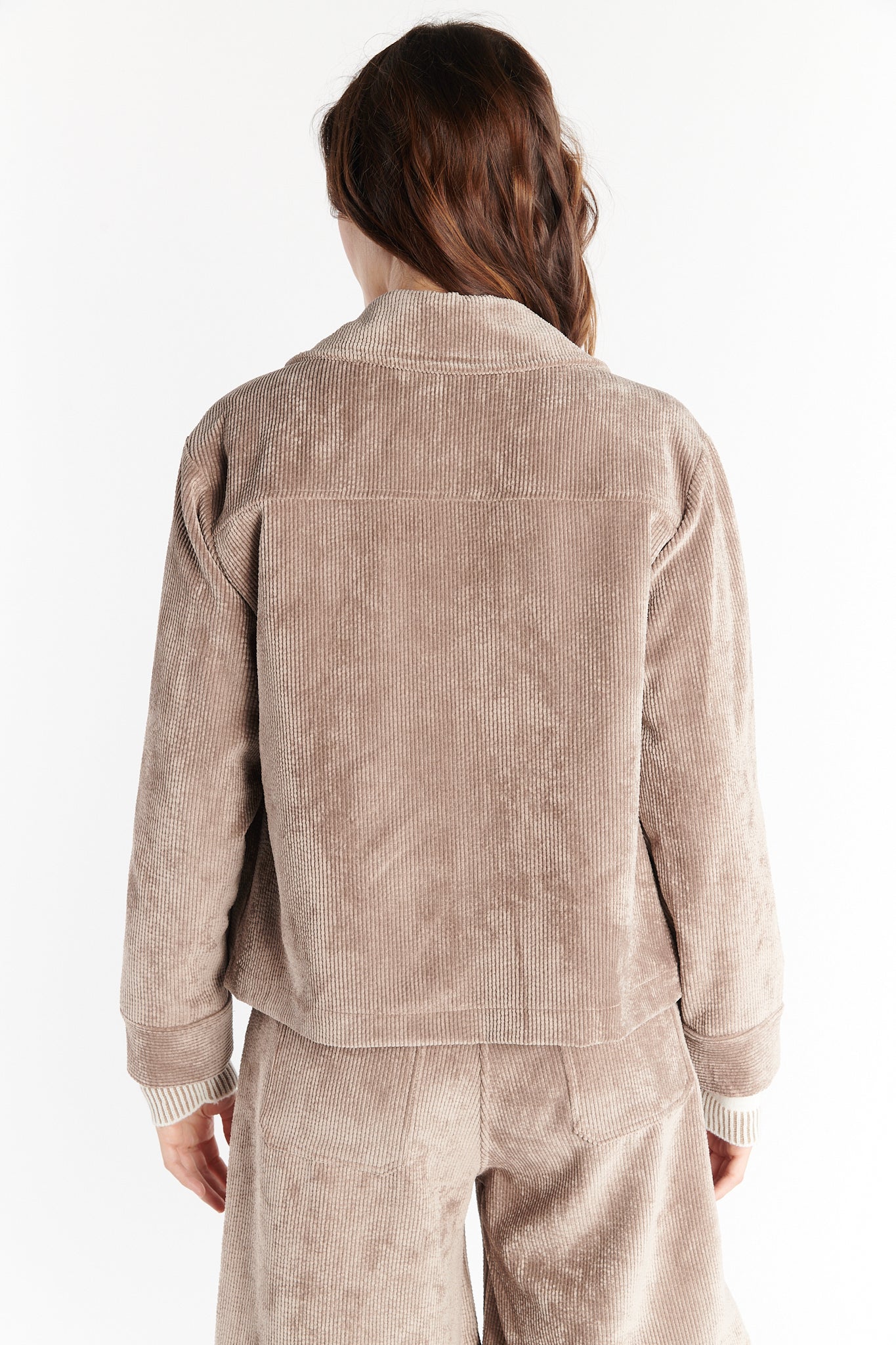 VESTE COURTE VELOURS DENISA TAUPE