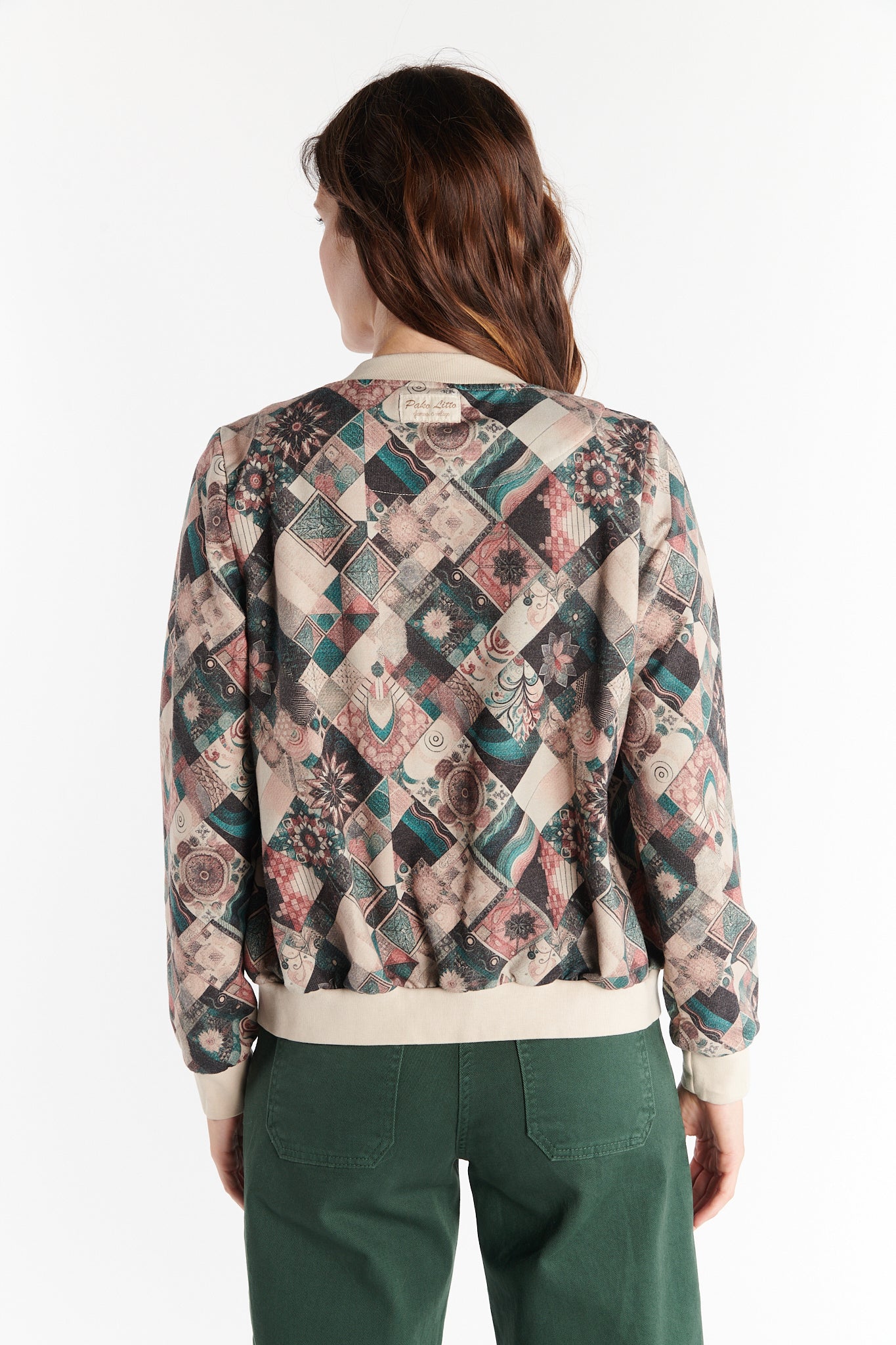 VESTE ZIPPER CÉLESTINE IMPRIMÉ VERT MOSAÏQUE