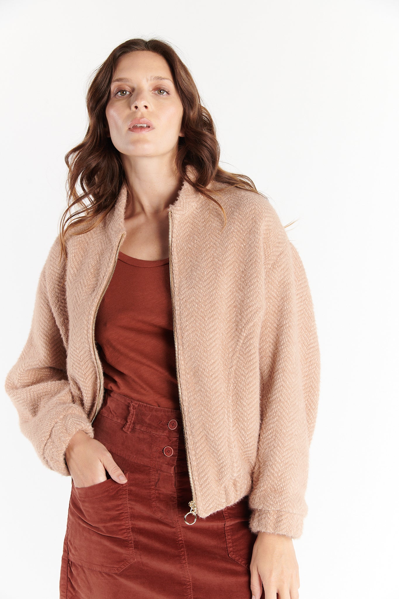 VESTE ZIPPER DILARA CAMEL