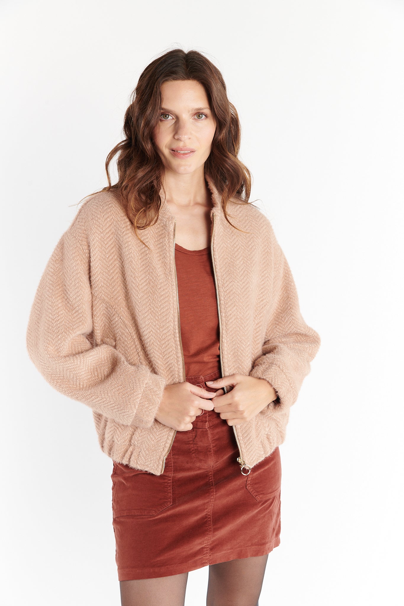 VESTE ZIPPER DILARA CAMEL
